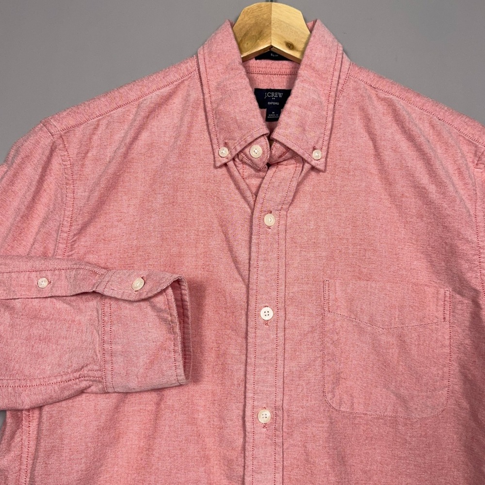 J.Crew Slim Oxford Shirt Mens Size Medium Cotton Pink Preppy